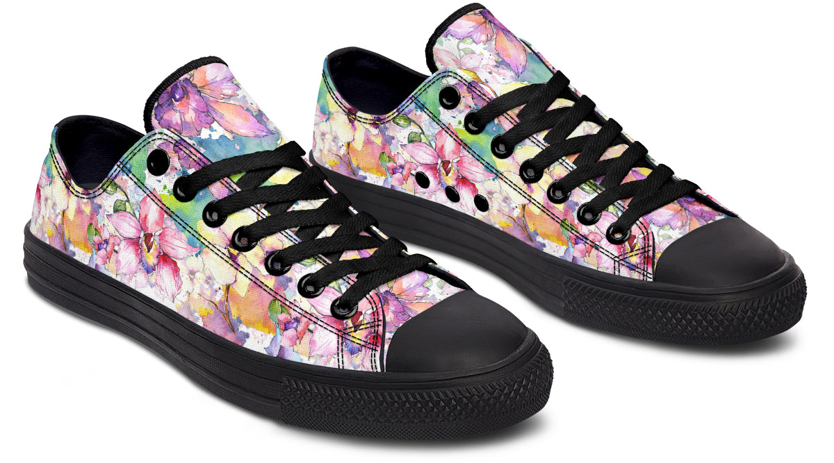 Watercolour Flowers Low Tops (Wide)