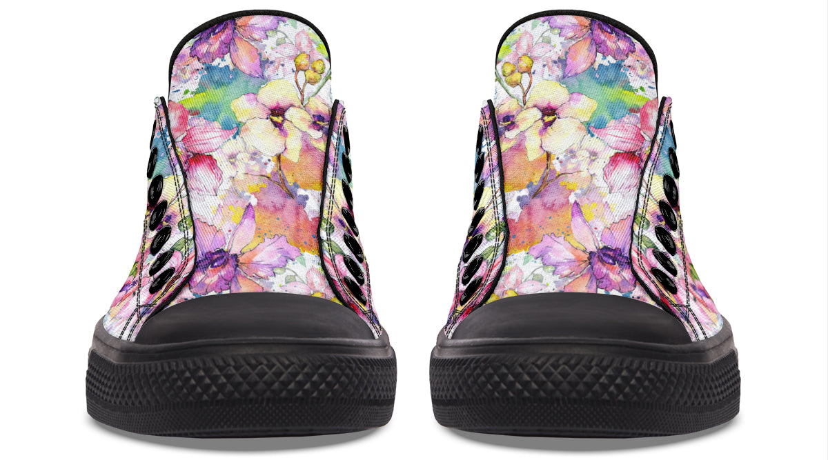Watercolour Flowers Low Tops (Wide)