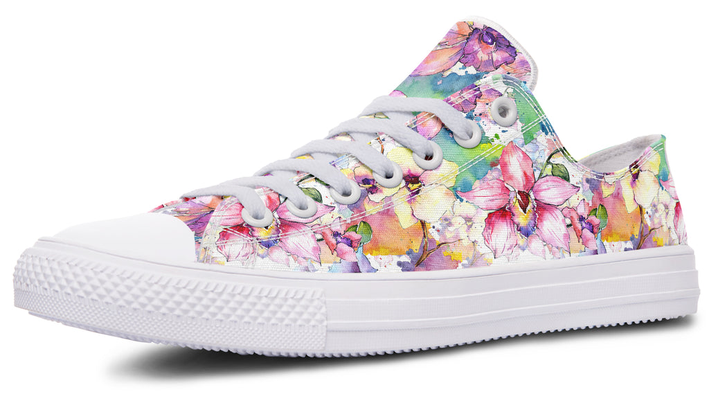 Watercolour Flowers Low Tops (Wide)