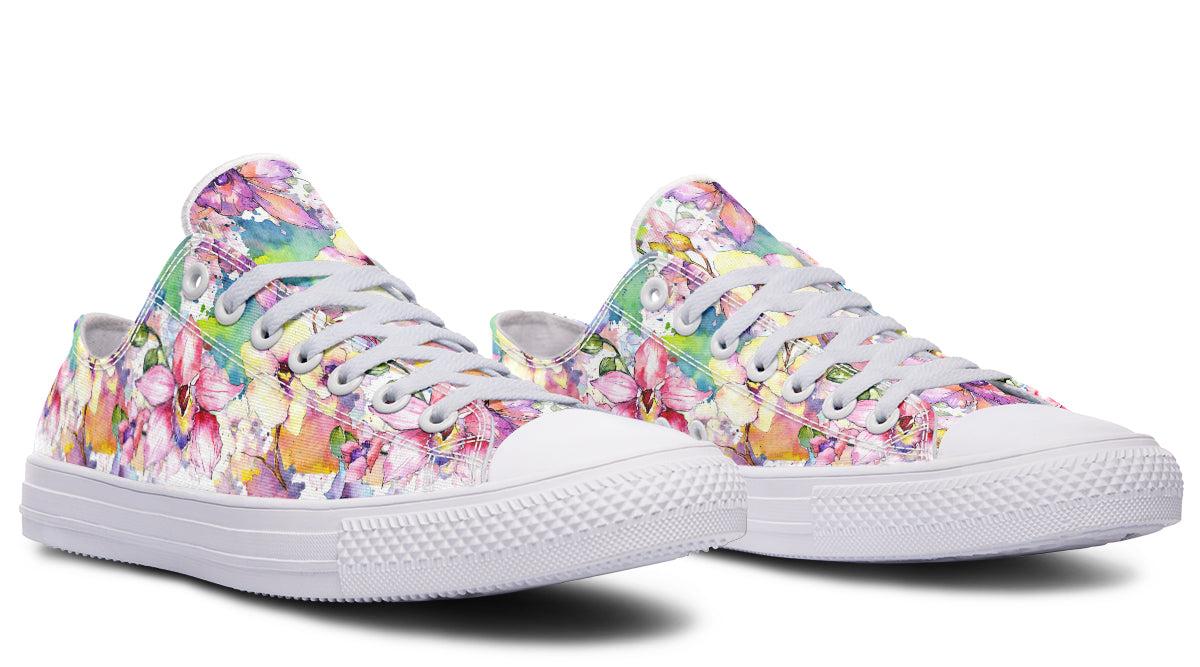 Watercolour Flowers Low Tops (Wide)