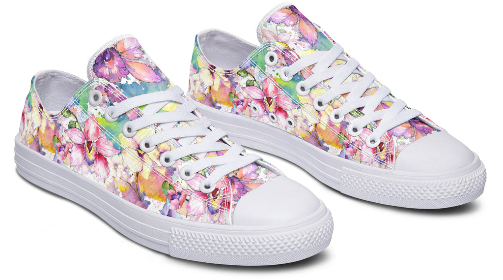 Watercolour Flowers Low Tops (Wide)