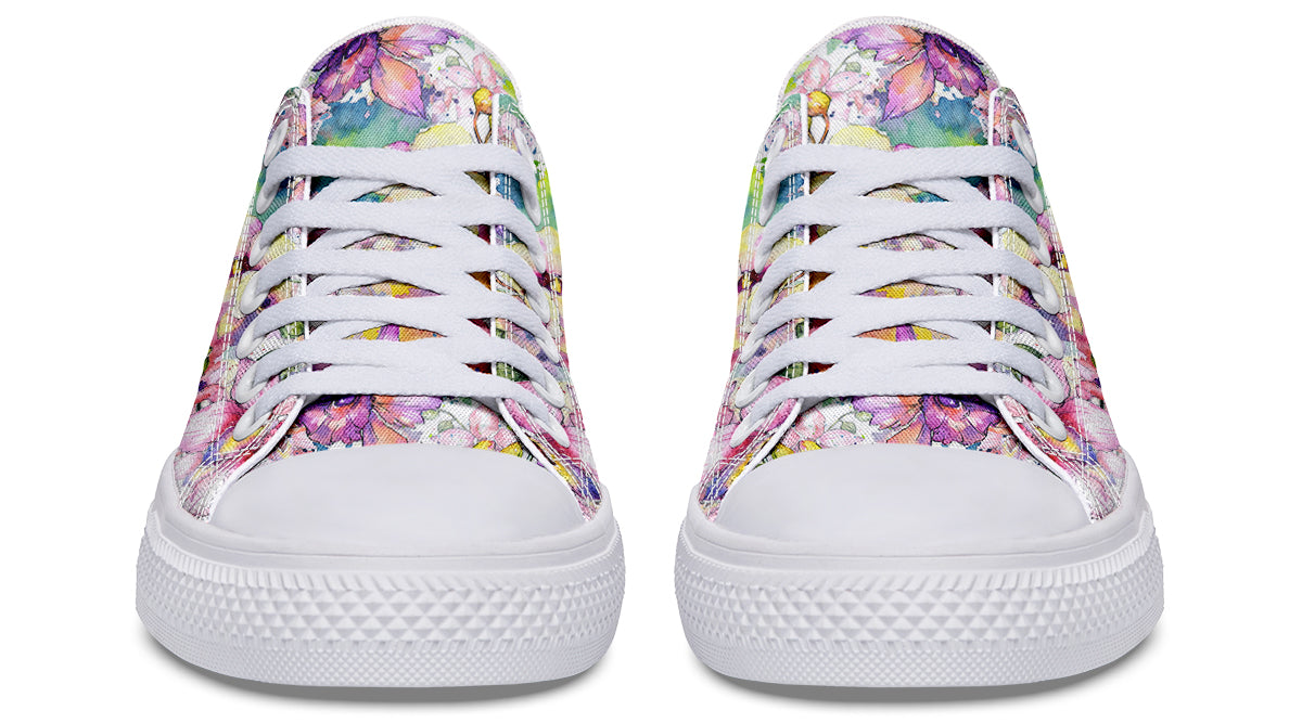 Watercolour Flowers Low Tops (Wide)