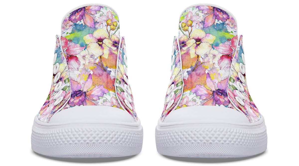 Watercolour Flowers Low Tops (Wide)