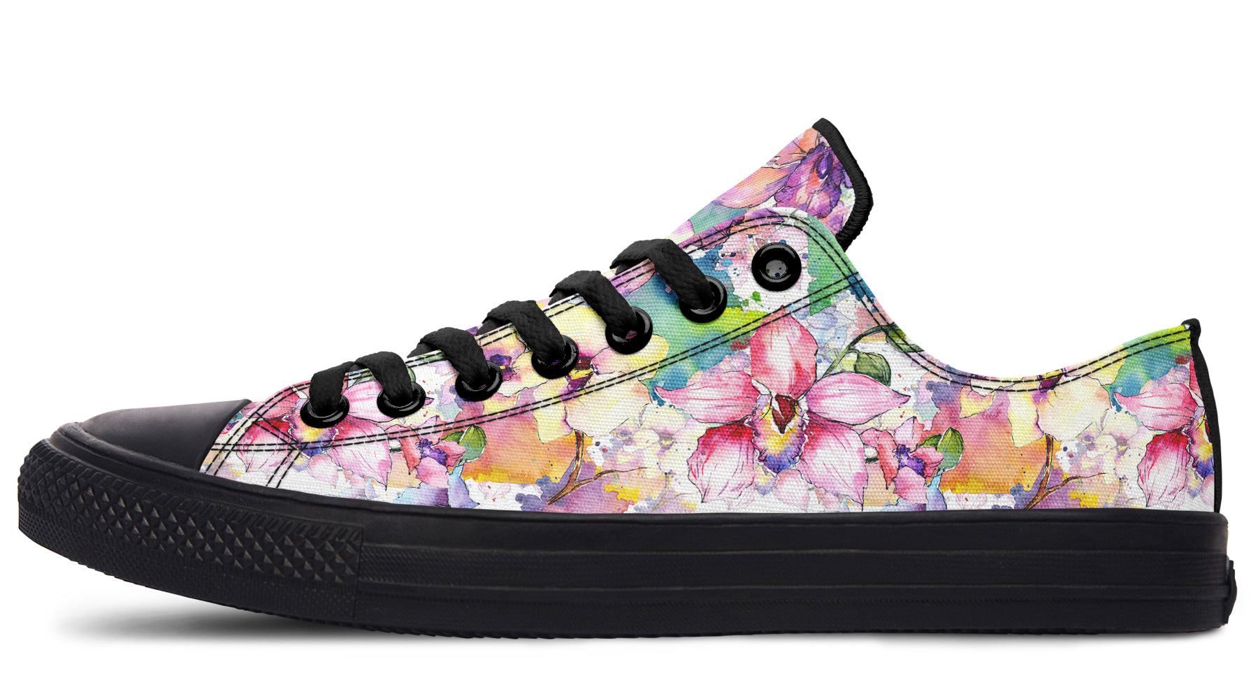 Watercolour Flowers Low Tops (Wide)