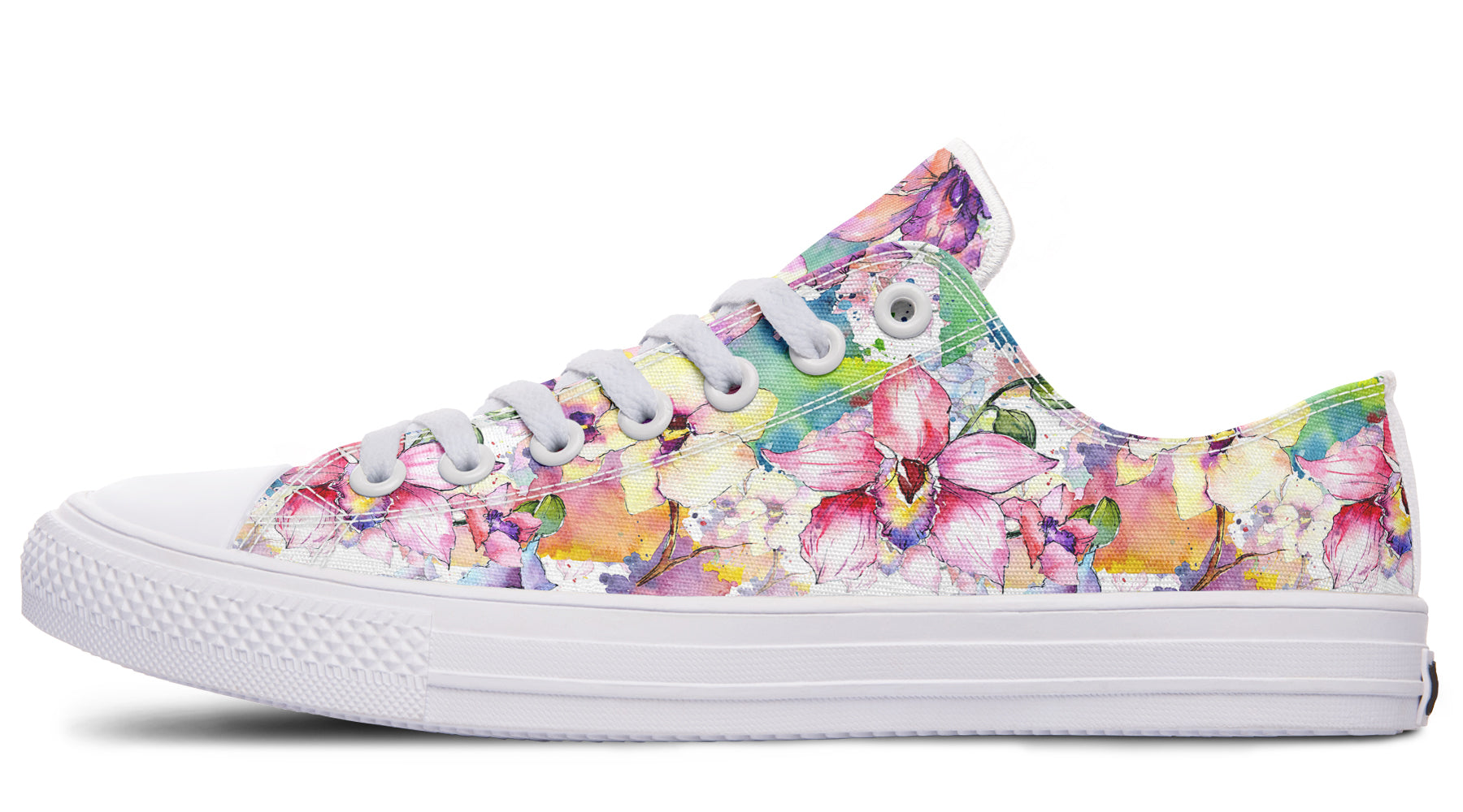 Watercolour Flowers Low Tops (Wide)
