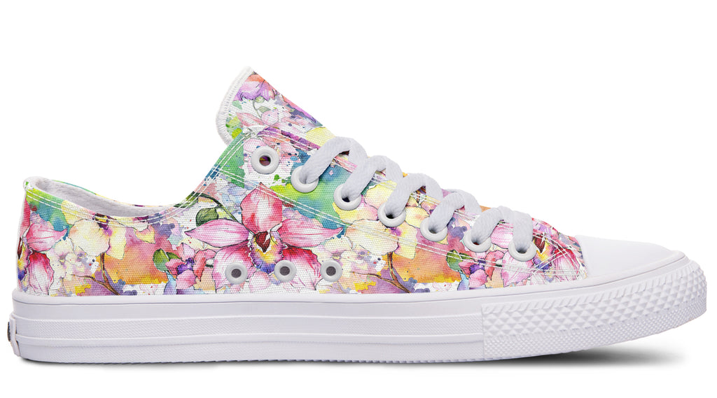 Watercolour Flowers Low Tops (Wide)