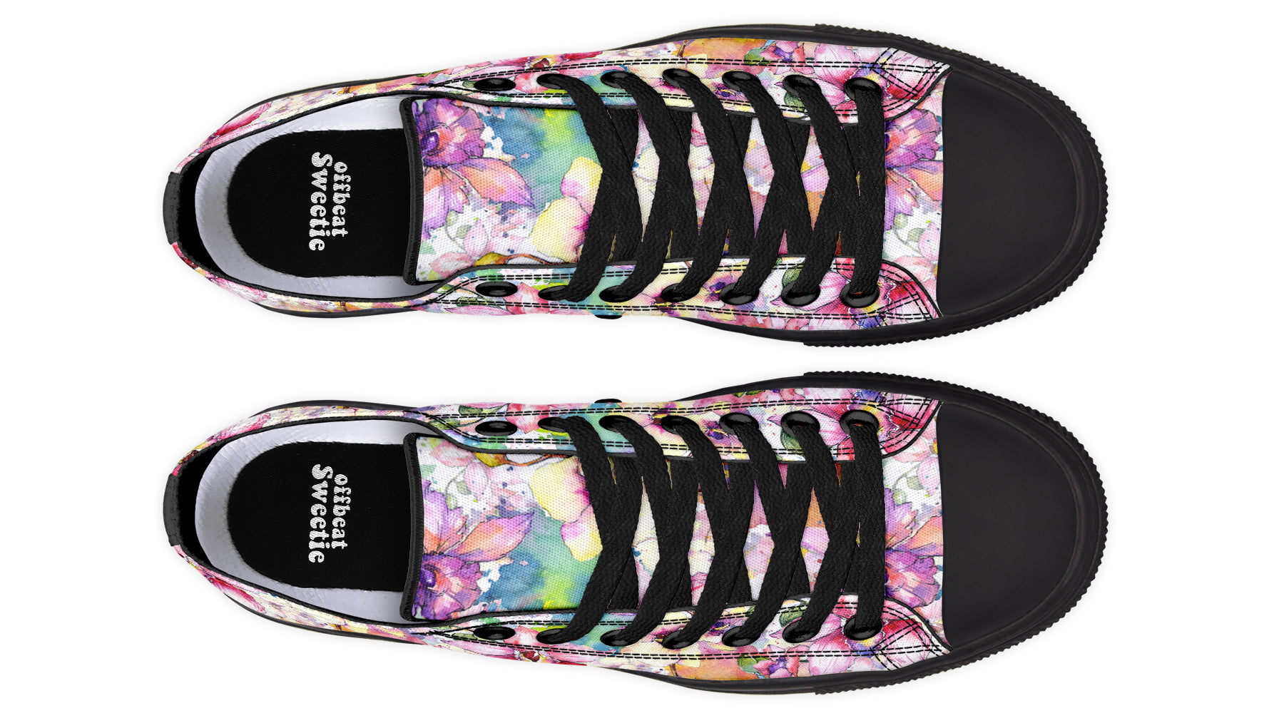 Watercolour Flowers Low Tops (Wide)
