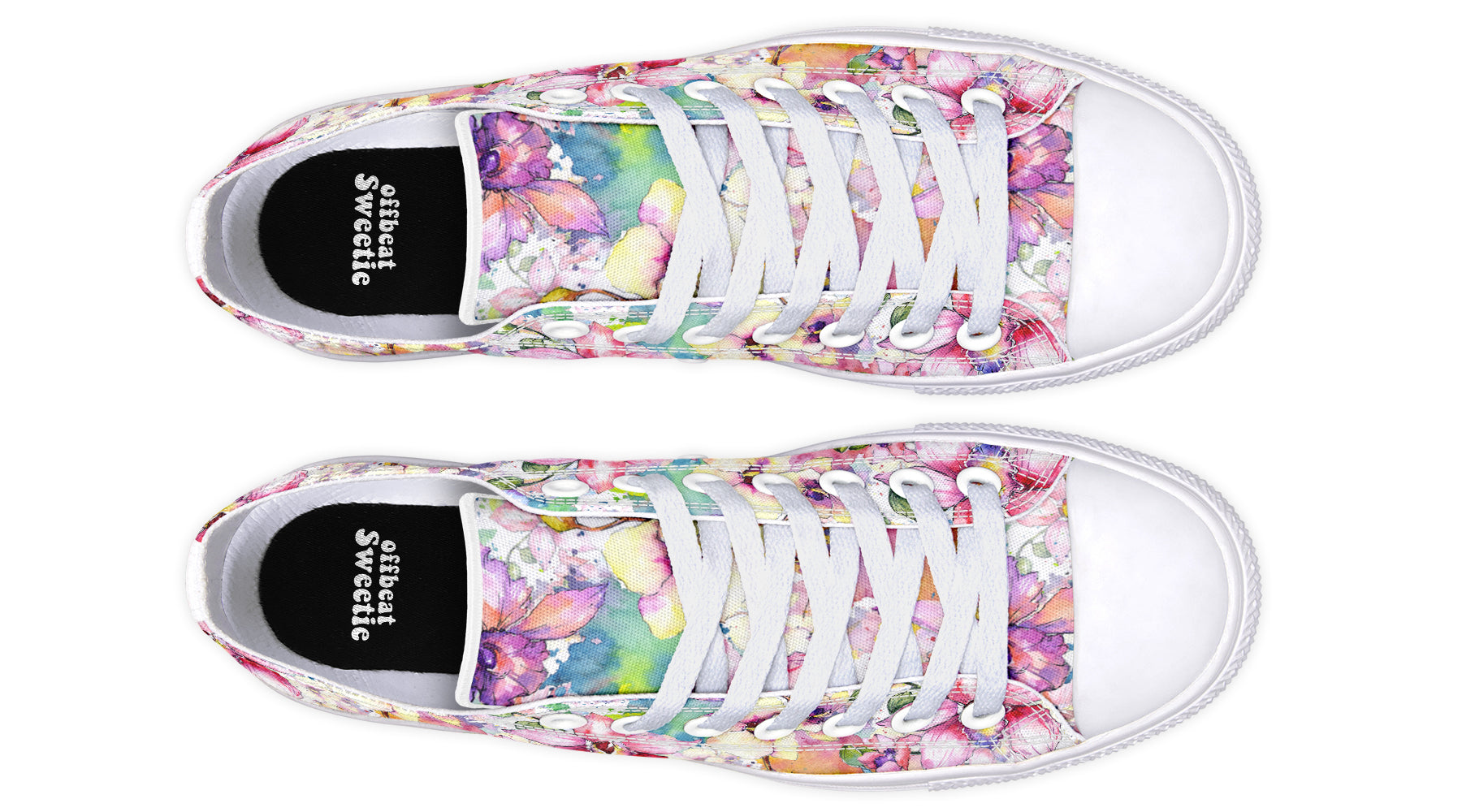 Watercolour Flowers Low Tops (Wide)