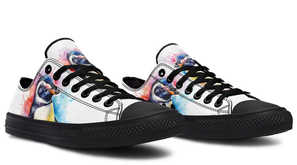 Watercolour Penguin Low Tops - Offbeat Sweetie