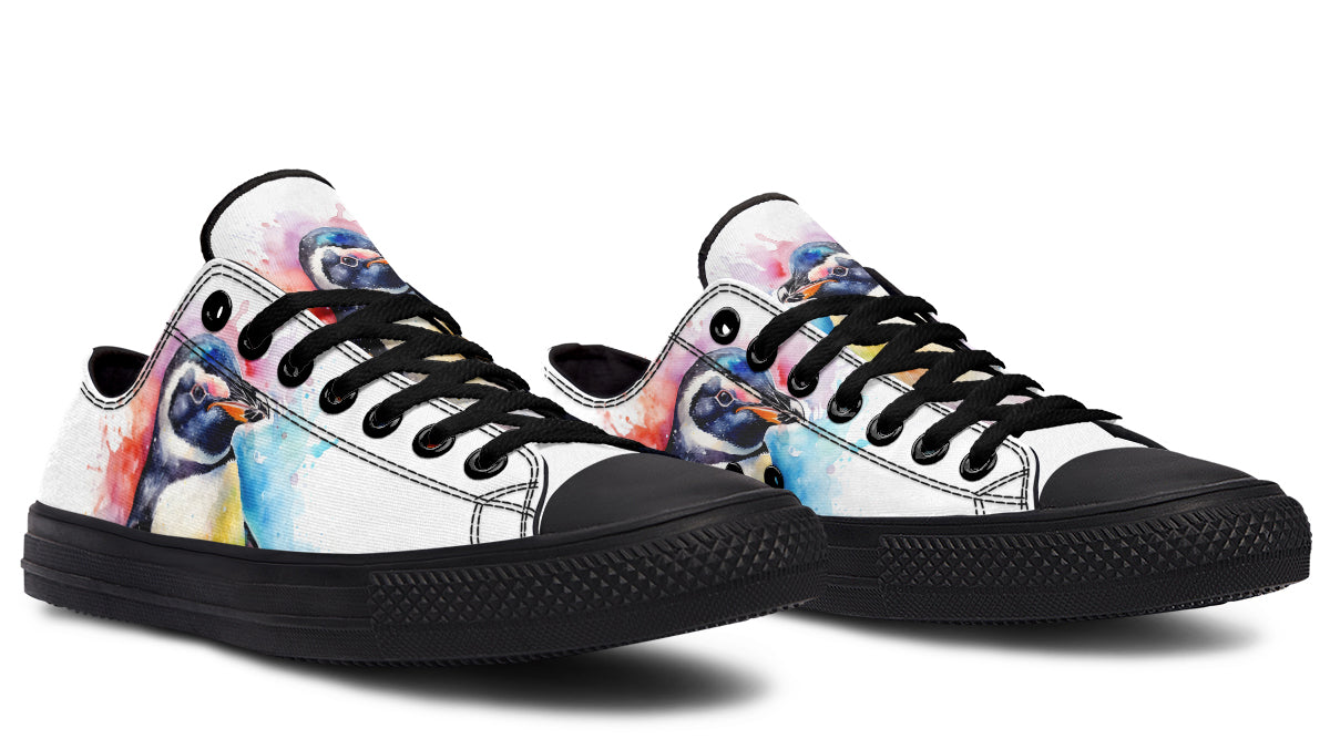Watercolour Penguin Low Tops - Offbeat Sweetie