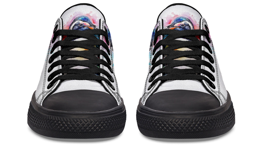 Watercolour Penguin Low Tops - Offbeat Sweetie