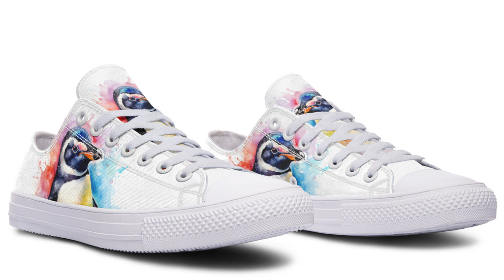 Watercolour Penguin Low Tops - Offbeat Sweetie