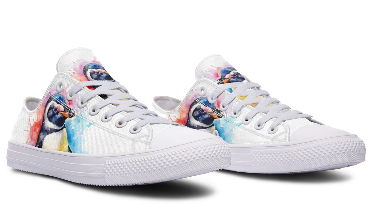 Watercolour Penguin Low Tops - Offbeat Sweetie