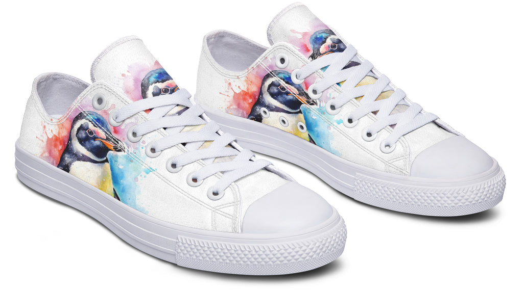 Watercolour Penguin Low Tops - Offbeat Sweetie