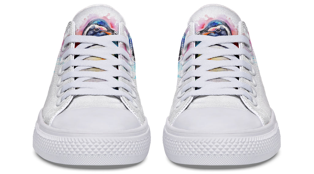 Watercolour Penguin Low Tops - Offbeat Sweetie