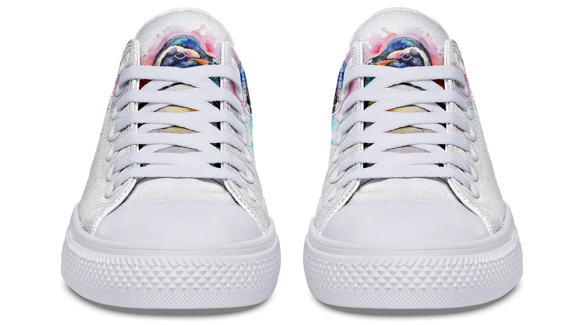 Watercolour Penguin Low Tops - Offbeat Sweetie