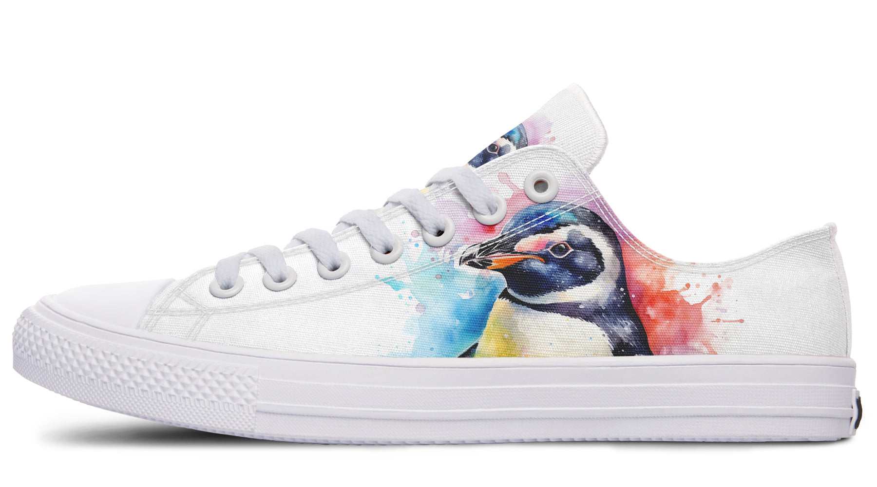 Watercolour Penguin Low Tops - Offbeat Sweetie