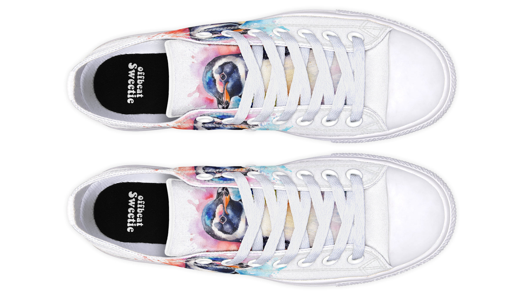 Watercolour Penguin Low Tops - Offbeat Sweetie