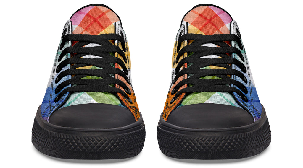 Watercolour Rainbow Plaid Low Tops