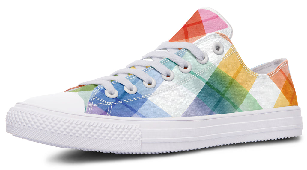 Watercolour Rainbow Plaid Low Tops
