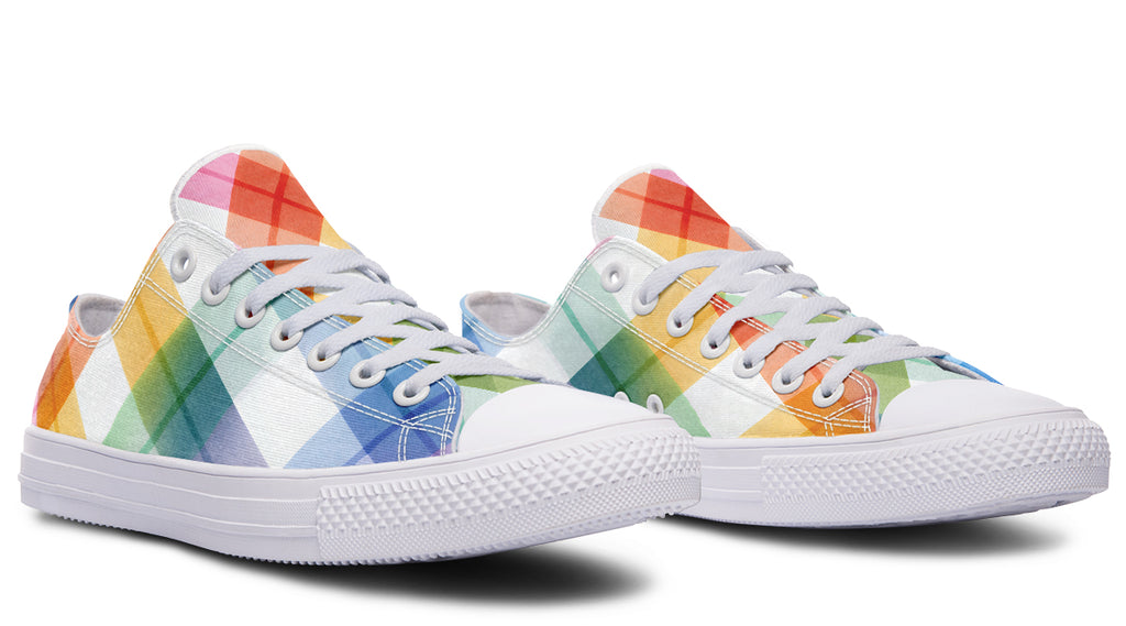 Watercolour Rainbow Plaid Low Tops
