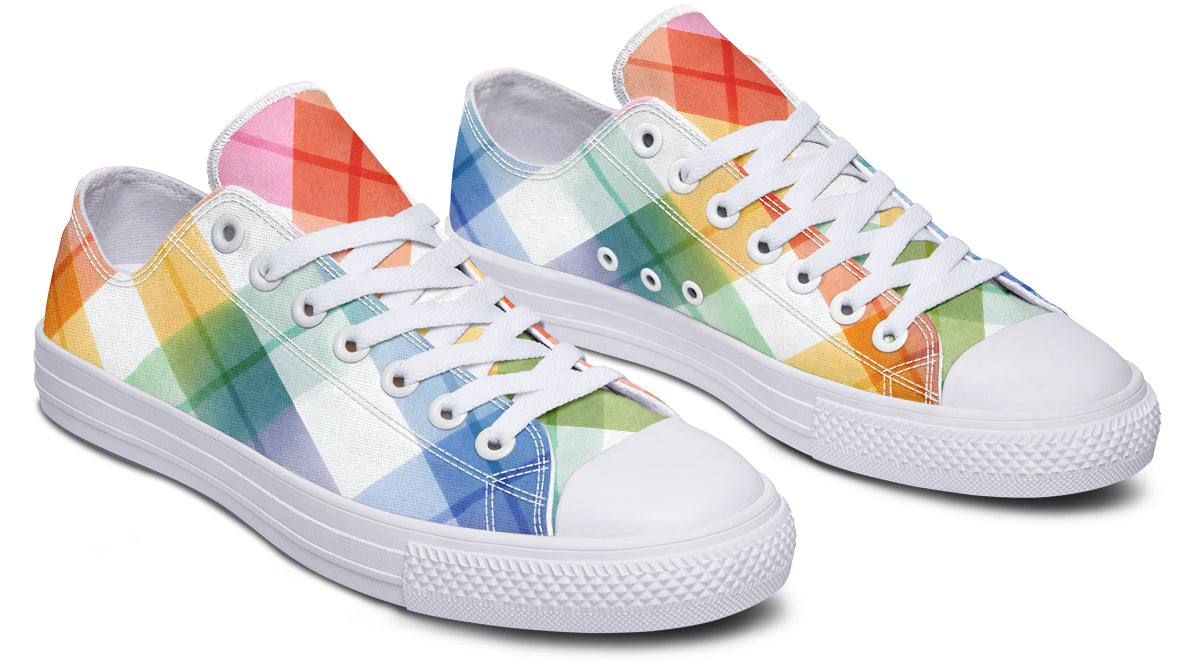 Watercolour Rainbow Plaid Low Tops
