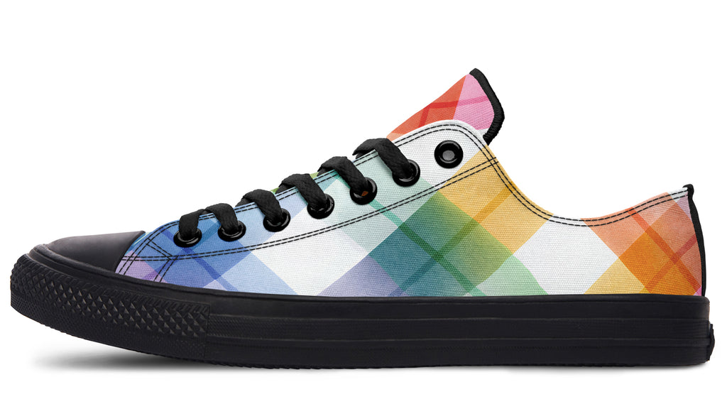 Watercolour Rainbow Plaid Low Tops