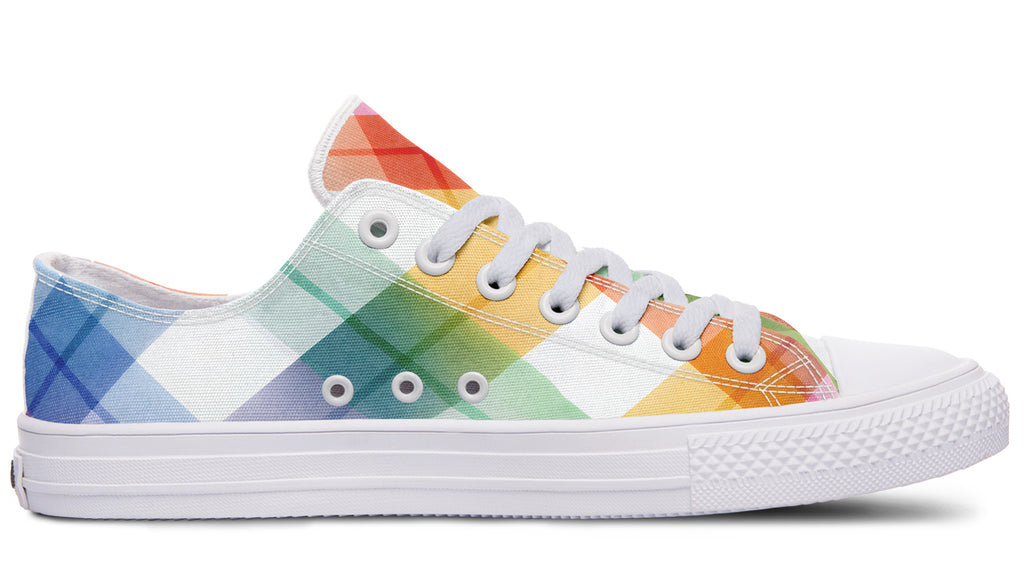 Watercolour Rainbow Plaid Low Tops