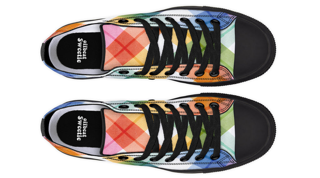 Watercolour Rainbow Plaid Low Tops