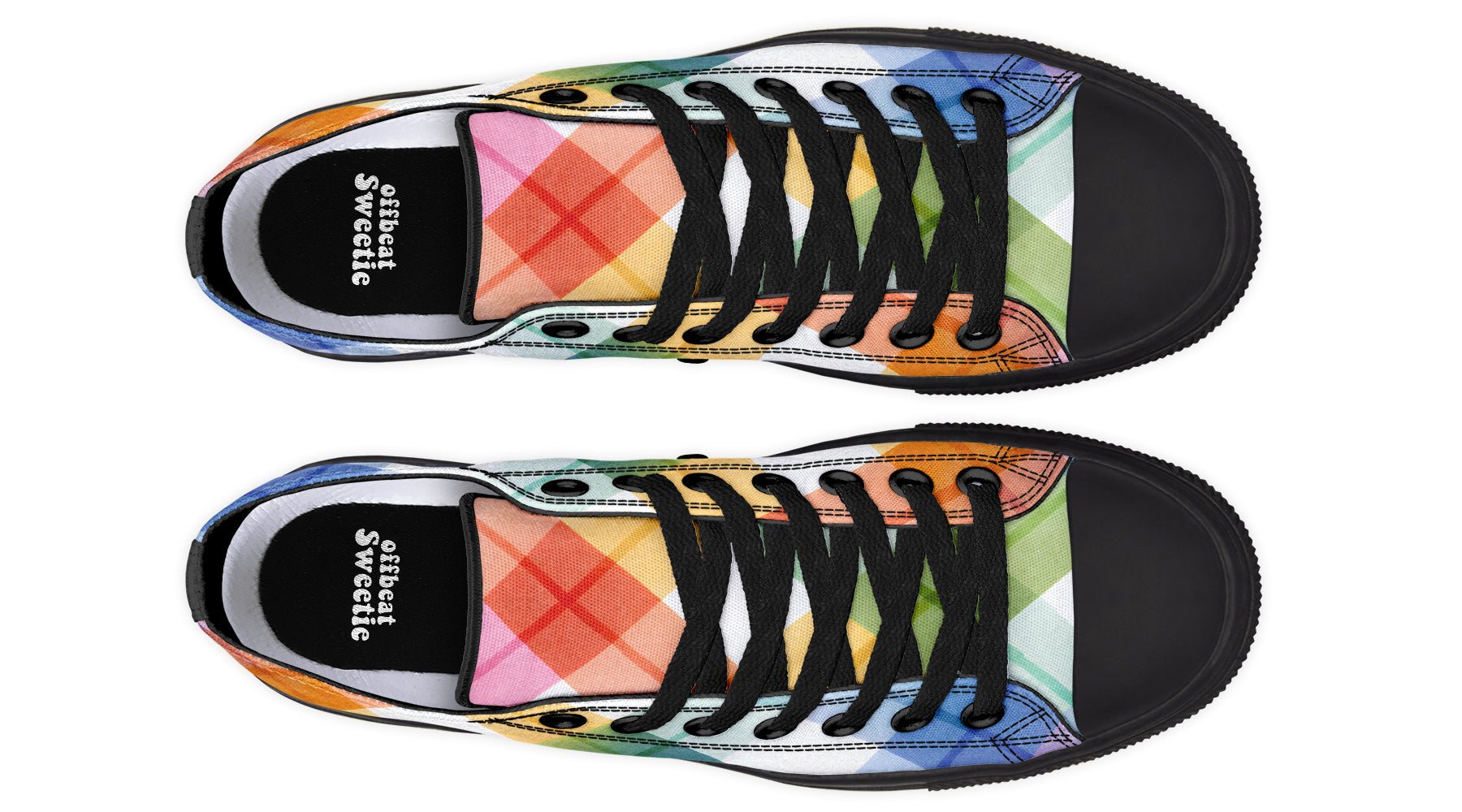 Watercolour Rainbow Plaid Low Tops
