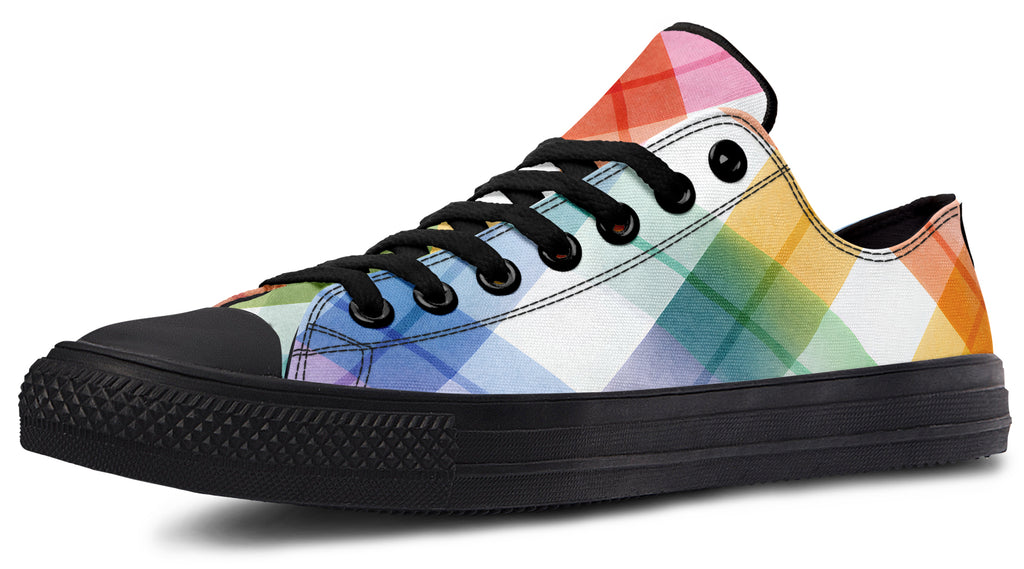 Watercolour Rainbow Plaid Low Tops (Wide)