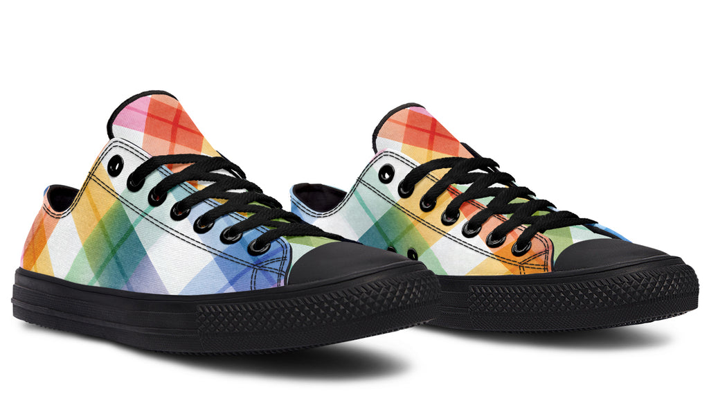 Watercolour Rainbow Plaid Low Tops (Wide)