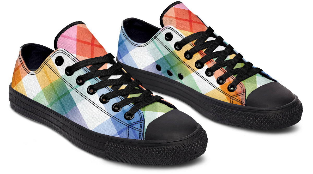 Watercolour Rainbow Plaid Low Tops (Wide)