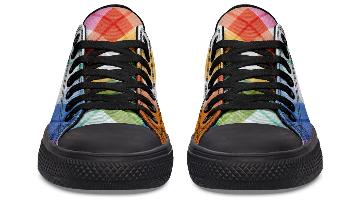 Watercolour Rainbow Plaid Low Tops (Wide)