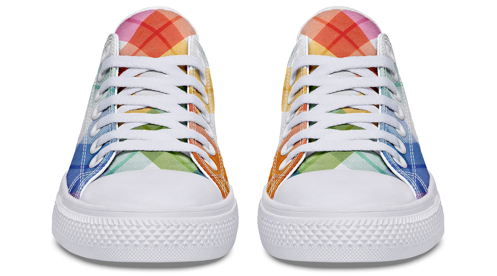 Watercolour Rainbow Plaid Low Tops (Wide)