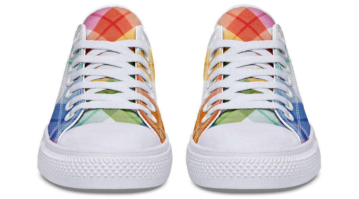 Watercolour Rainbow Plaid Low Tops (Wide)