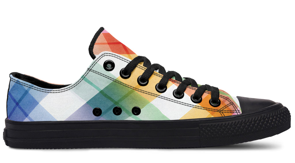 Watercolour Rainbow Plaid Low Tops (Wide)