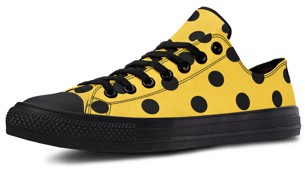 Yellow And Black Polka Dot Low Tops