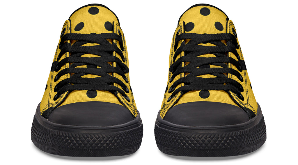 Yellow And Black Polka Dot Low Tops