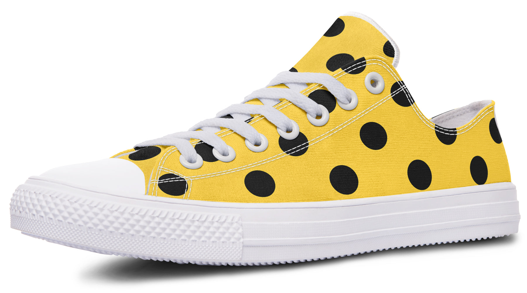 Yellow And Black Polka Dot Low Tops