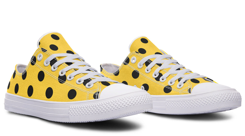 Yellow And Black Polka Dot Low Tops