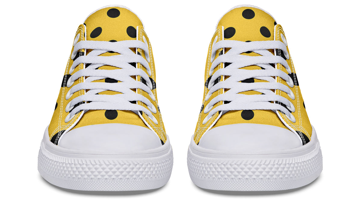 Yellow And Black Polka Dot Low Tops