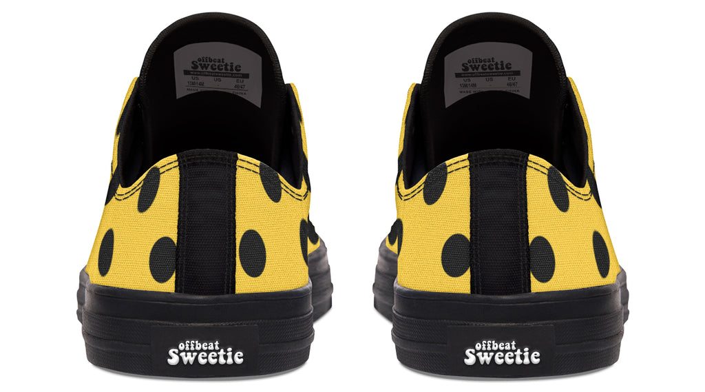 Yellow And Black Polka Dot Low Tops