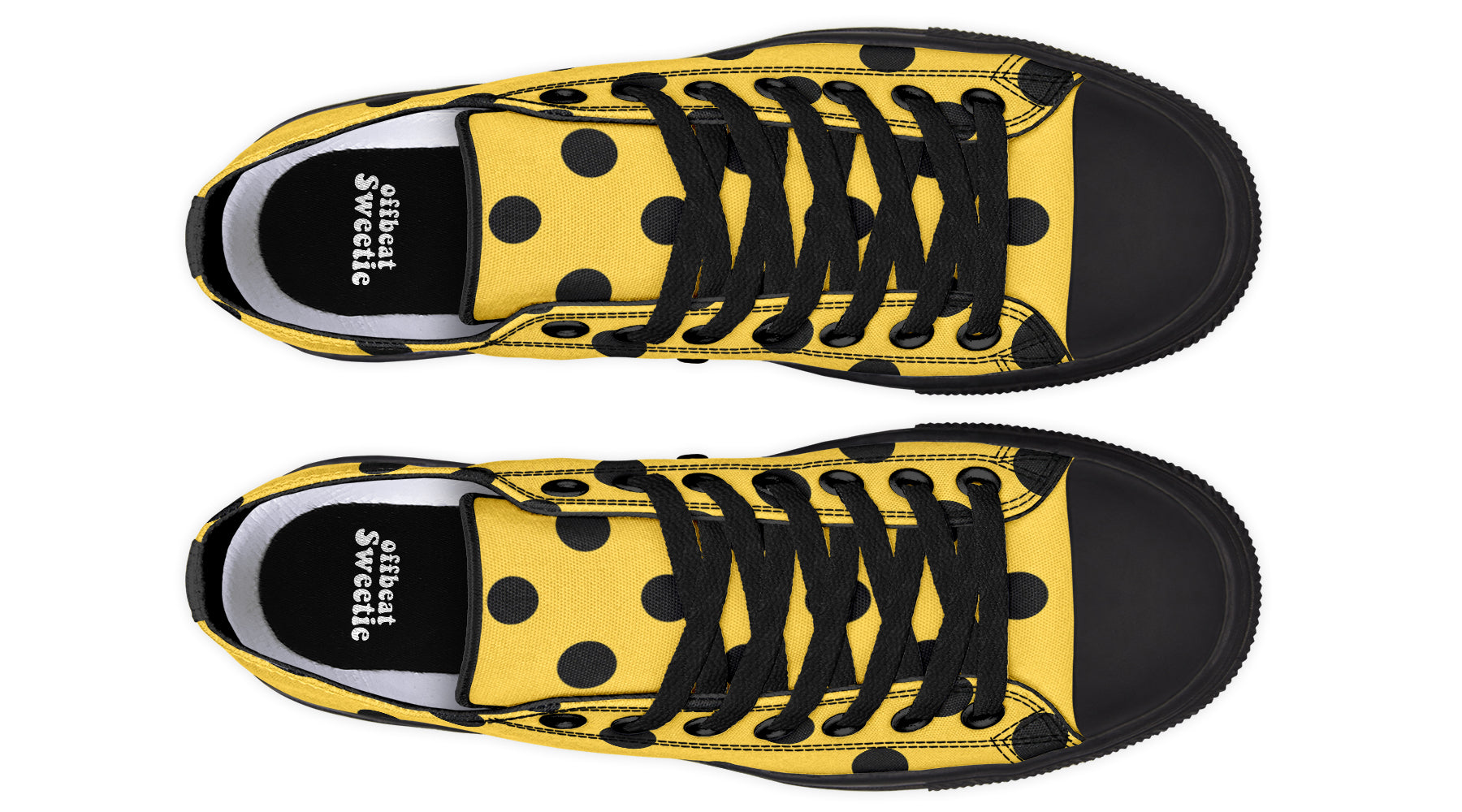 Yellow And Black Polka Dot Low Tops