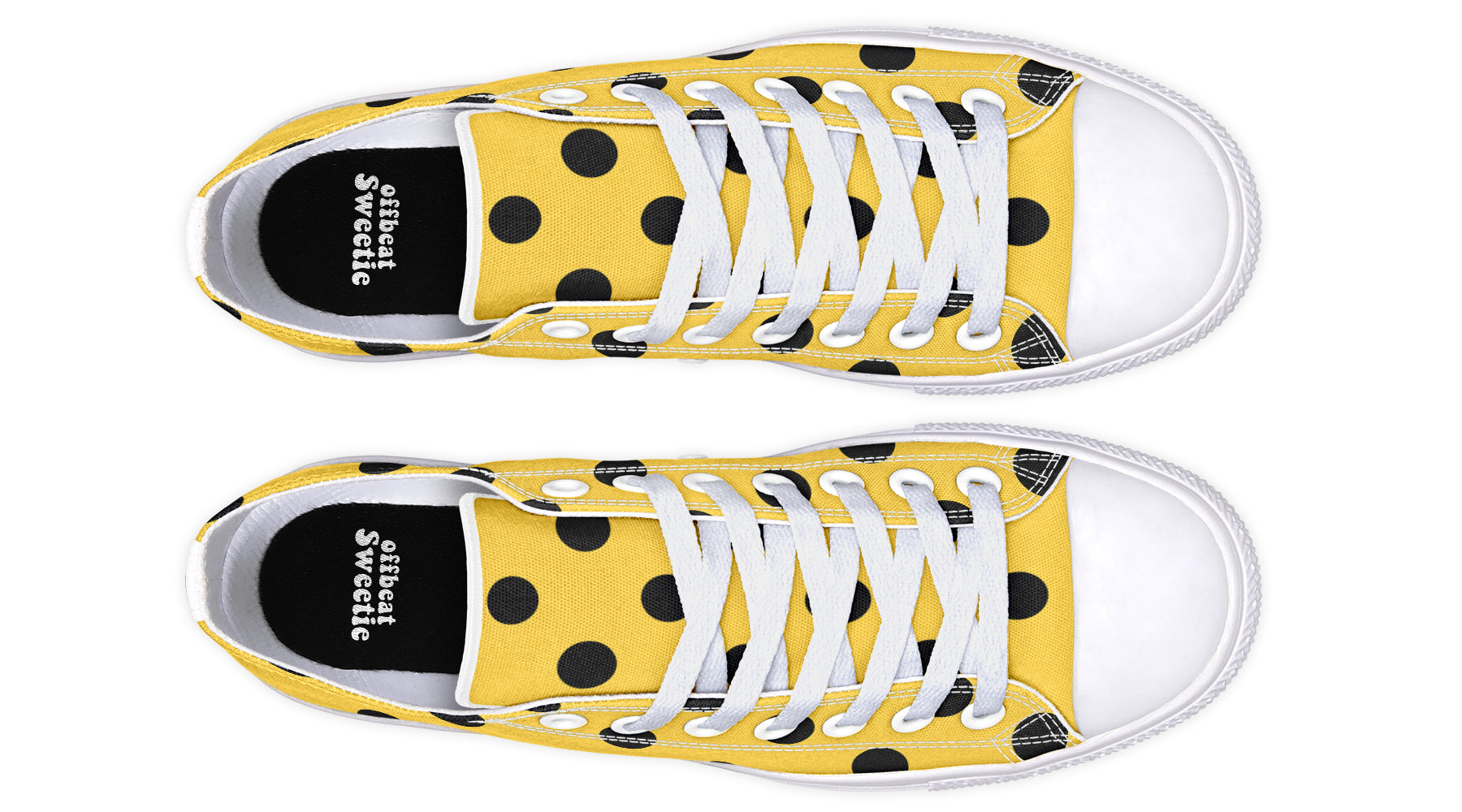 Yellow And Black Polka Dot Low Tops