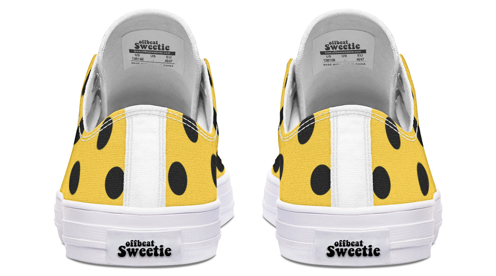 Yellow And Black Polka Dot Low Tops (Wide)