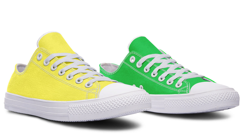 Yellow And Green Mismatched Low Tops - Offbeat Sweetie