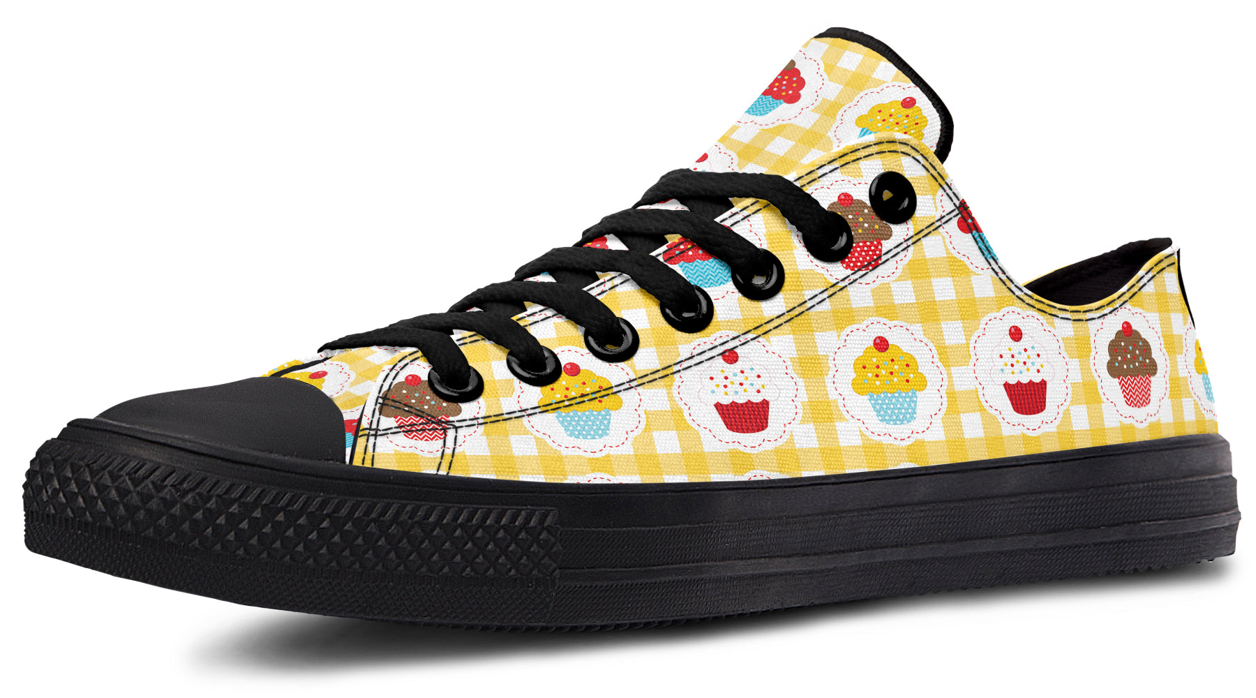 Yellow Gingham Cupcakes Low Tops