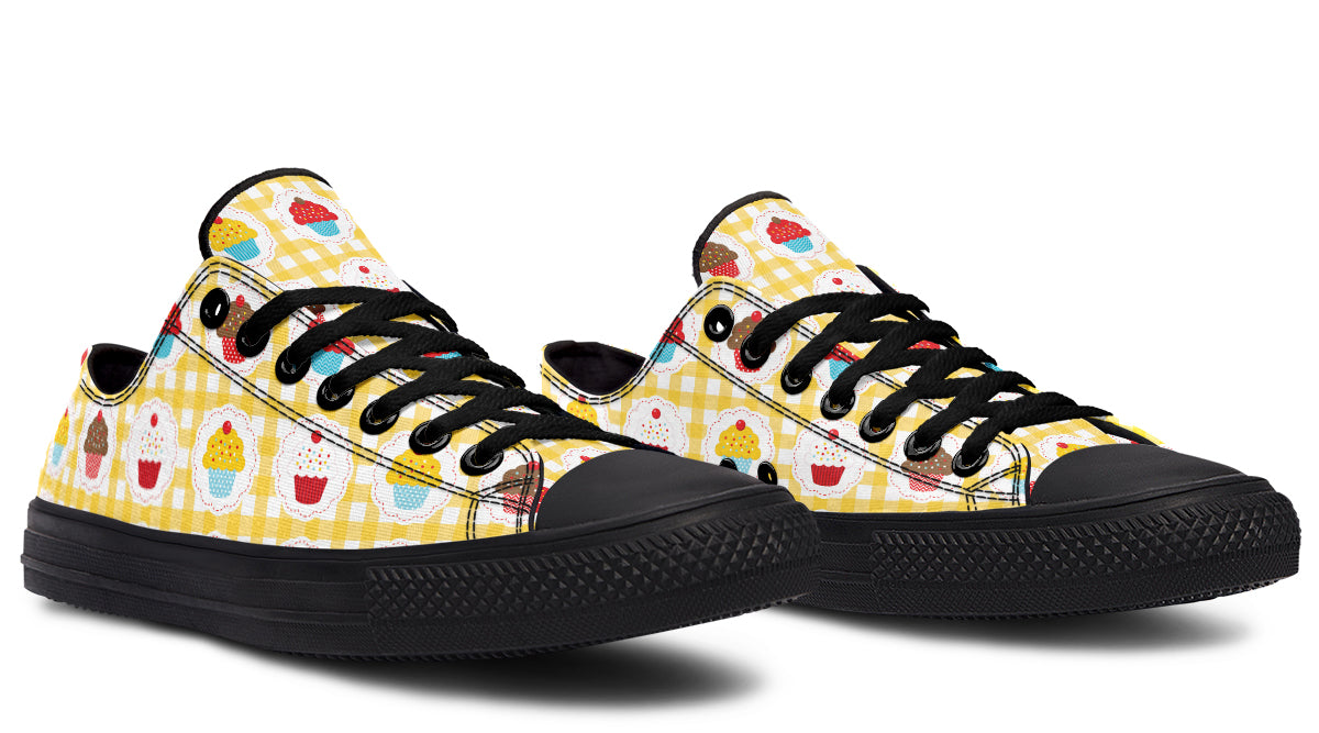 Yellow Gingham Cupcakes Low Tops