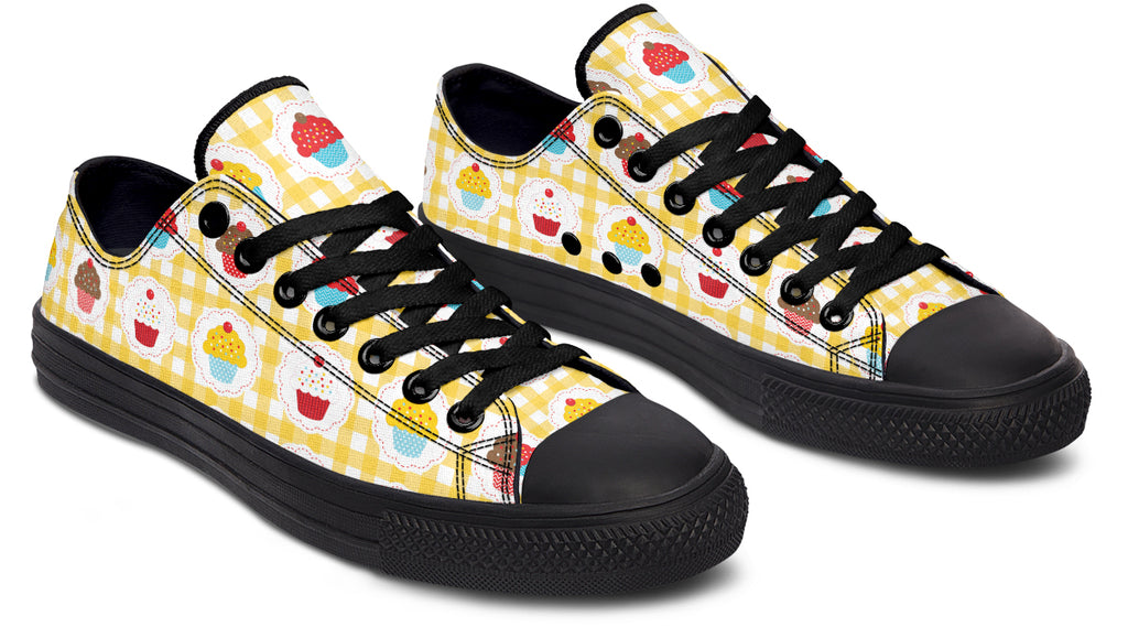 Yellow Gingham Cupcakes Low Tops